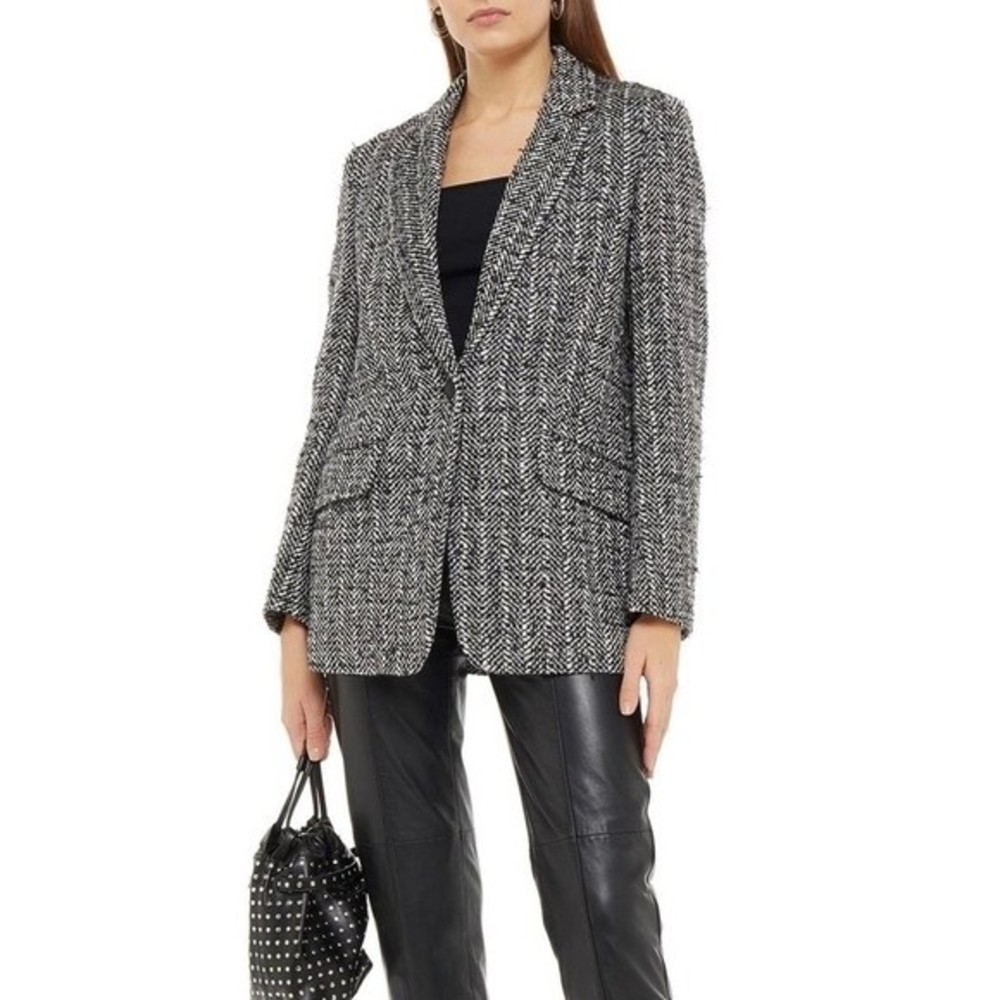 RAG & BONE Ames Linton metallic herringbone wool-blend tweed blazer Size 6